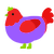 Street Bary, a lilac and red chicken with a head pattern