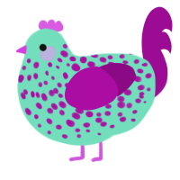 (unnamed), a mint and plum chicken with a speckle pattern