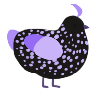 Spotted Cort, a sable and lilac chicken with a speckle pattern