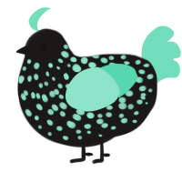 Moonlight Jelly, a sable and mint chicken with a speckle pattern