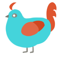 Seth, a aqua and vermilion chicken