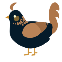 shining beacon, a tumblr and brown chicken with a neck-speckle pattern