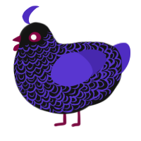 (unnamed), a black and indigo chicken with a double-lace pattern