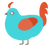 Seth, a aqua and vermilion chicken