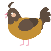 Reeses, a gold and bark chicken with a head pattern