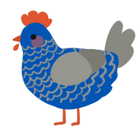 Stormy, a ultramarine and ash chicken with a lace pattern