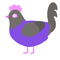 Vino Ravine, a blurple and grey chicken with a head pattern