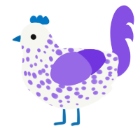 (unnamed), a white and blurple chicken with a speckle pattern