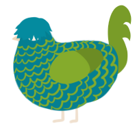 (unnamed), a sea and chartreuse chicken with a lace pattern