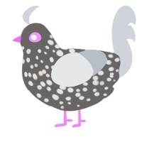 ashes to ashes, a grey and mist chicken with a speckle pattern