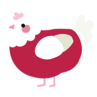 Saint Chickolas Jr, a crimson and white chicken with a head pattern