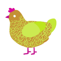 Kennie, a gold and lime chicken with a double-lace pattern