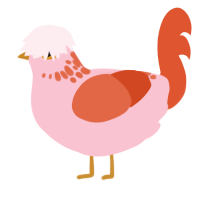 Velvet, a rose and vermilion chicken with a neck-speckle pattern