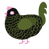 weird, a black and olive chicken with a lace pattern