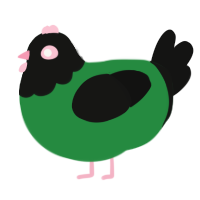 (unnamed), a viridian and black chicken with a head pattern