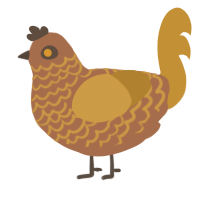 Marcus, a brown and gold chicken with a lace pattern