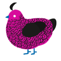 Neon Highlighter, a fuchsia and sable chicken with a double-lace pattern