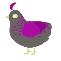 average pedestrian, a grey and plum chicken with a half-lace pattern