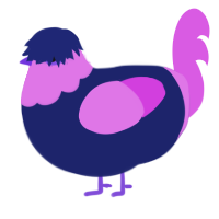 (unnamed), a navy and orchid chicken with a head pattern