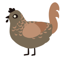 almond, a grey and vermilion chicken with a half-lace pattern