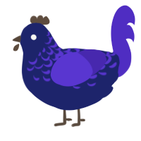 whimsy, a navy and indigo chicken with a half-lace pattern