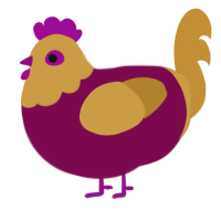 Mini NEO, a wine and gold chicken with a head pattern