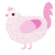 glinda upland, a white and pink chicken with a double-lace pattern