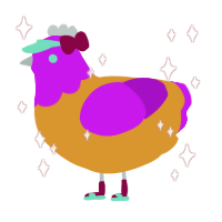 Scary, a orange and amethyst chicken with a head pattern