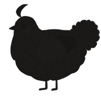 A literal plushie, a sable chicken with a speckle pattern