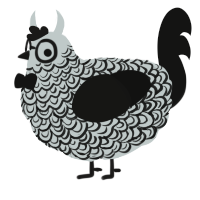 Elegance, a silver and black chicken with a double-lace pattern