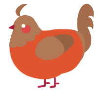 Magma, a vermilion and brown chicken with a head pattern