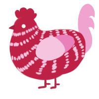 (unnamed), a crimson and pink chicken with a bar pattern