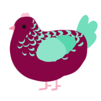 INCORRECT BUZZER 2, a maroon and mint chicken with a half-lace pattern