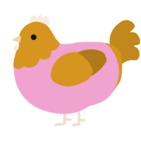 (unnamed), a pink and ochre chicken with a head pattern