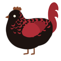 Paper Bag, a sable and crimson chicken with a half-lace pattern