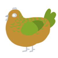 Honeydew, a gold and chartreuse chicken with a half-lace pattern