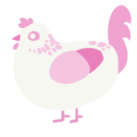 Plum Blossom, a white and pink chicken with a neck-speckle pattern