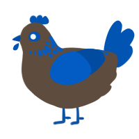 Aberrant, a bark and ultramarine chicken with a neck-speckle pattern