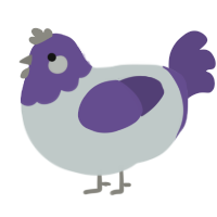 Jay, a silver and overcast chicken with a head pattern