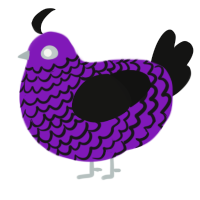 Hot Topic Wannabe, a violet and black chicken with a lace pattern