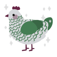 FISH, a mist and viridian chicken with a lace pattern