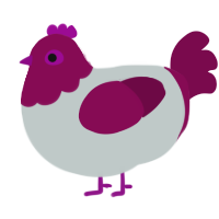 Moscato, a silver and wine chicken with a head pattern