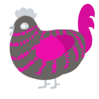 The Prophet, a sable and wine chicken with a bar pattern