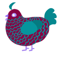 (unnamed), a maroon and teal chicken with a lace pattern