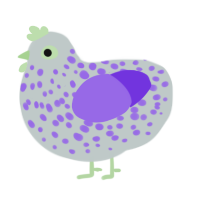 (unnamed), a silver and blurple chicken with a speckle pattern