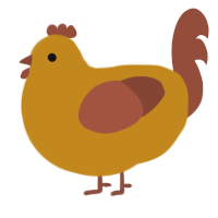 Genesis, a ochre and russet chicken