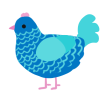 Pool, a sapphire and aqua chicken with a lace pattern