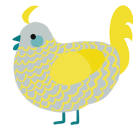 Lemon, a silver and yellow chicken with a lace pattern