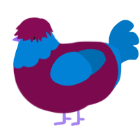 Uno, a wine and sapphire chicken with a head pattern