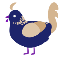 (unnamed), a navy and beige chicken with a neck-speckle pattern